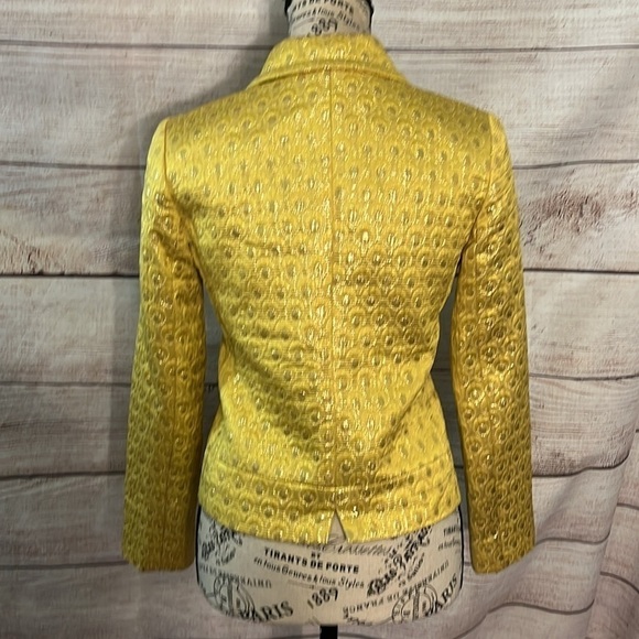 J Crew Collection Blazer Metallic Brocade Silk Wool Size 0 Lined - Picture 5 of 9